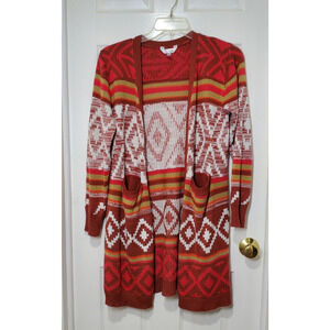 No Boundaries Women's Long Cardigan Long Sleeve Sweater Open Front Size L